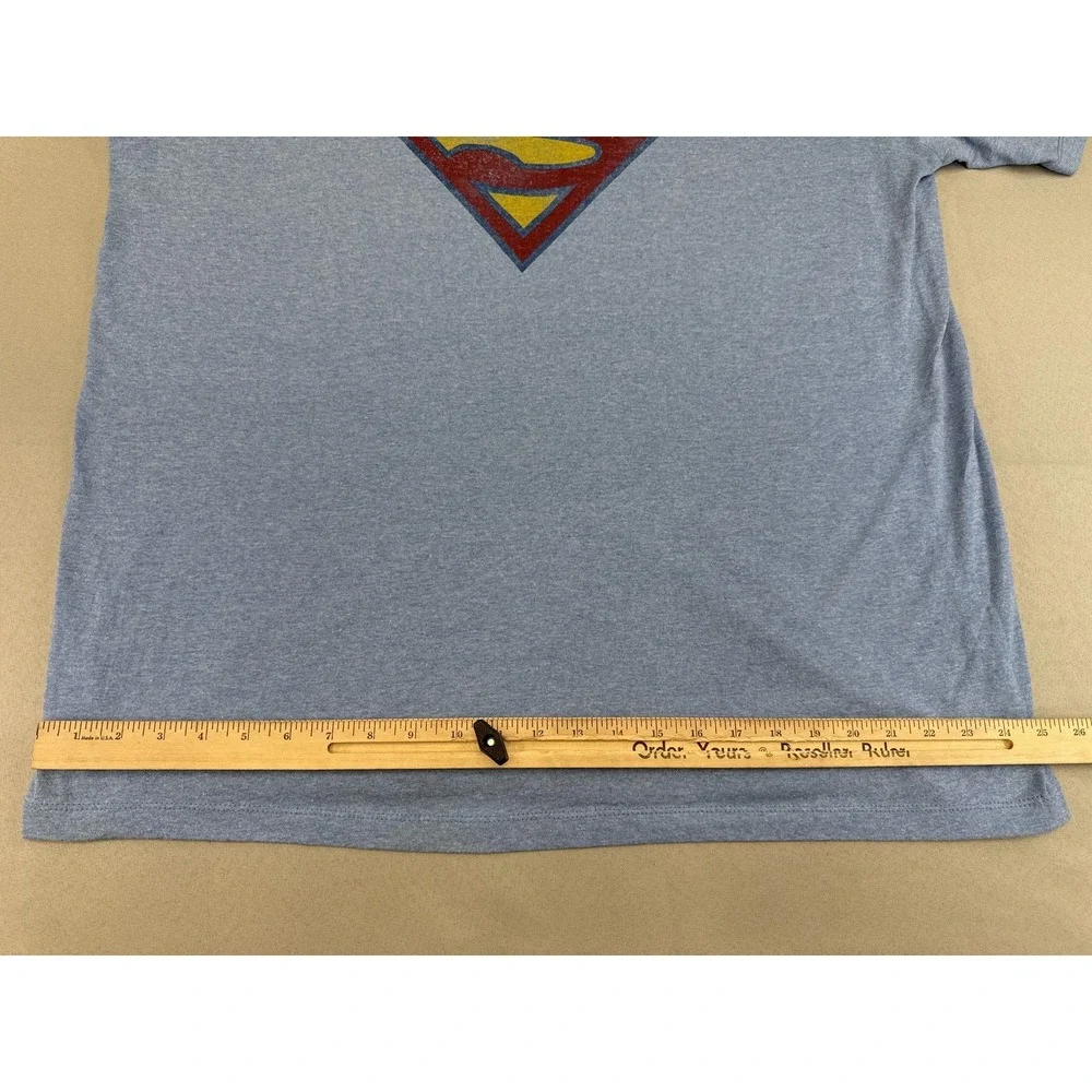 DC Comics Superman Shield Logo Graphic Tee XXL Heather Blue Cotton Short